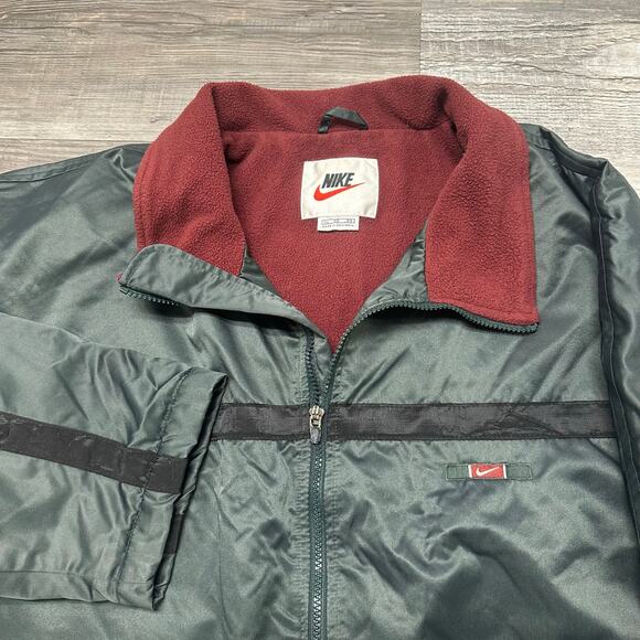 Vintage 90s Nike Sportswear Gray Black Mens XL Nylon Fleece Windbreaker Jacket - Picture 1 of 9